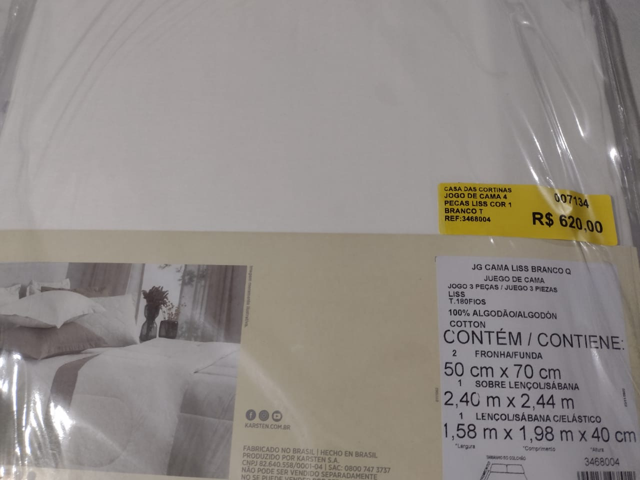 JOGO DE CAMA 4 PECAS LISS COR 1 BRANCO TAMANHOEMCM 24000X24400 RETANGULAR QUEEN COMPOSICAO 100 ALGODAO 1 QUALIDADE 109 G