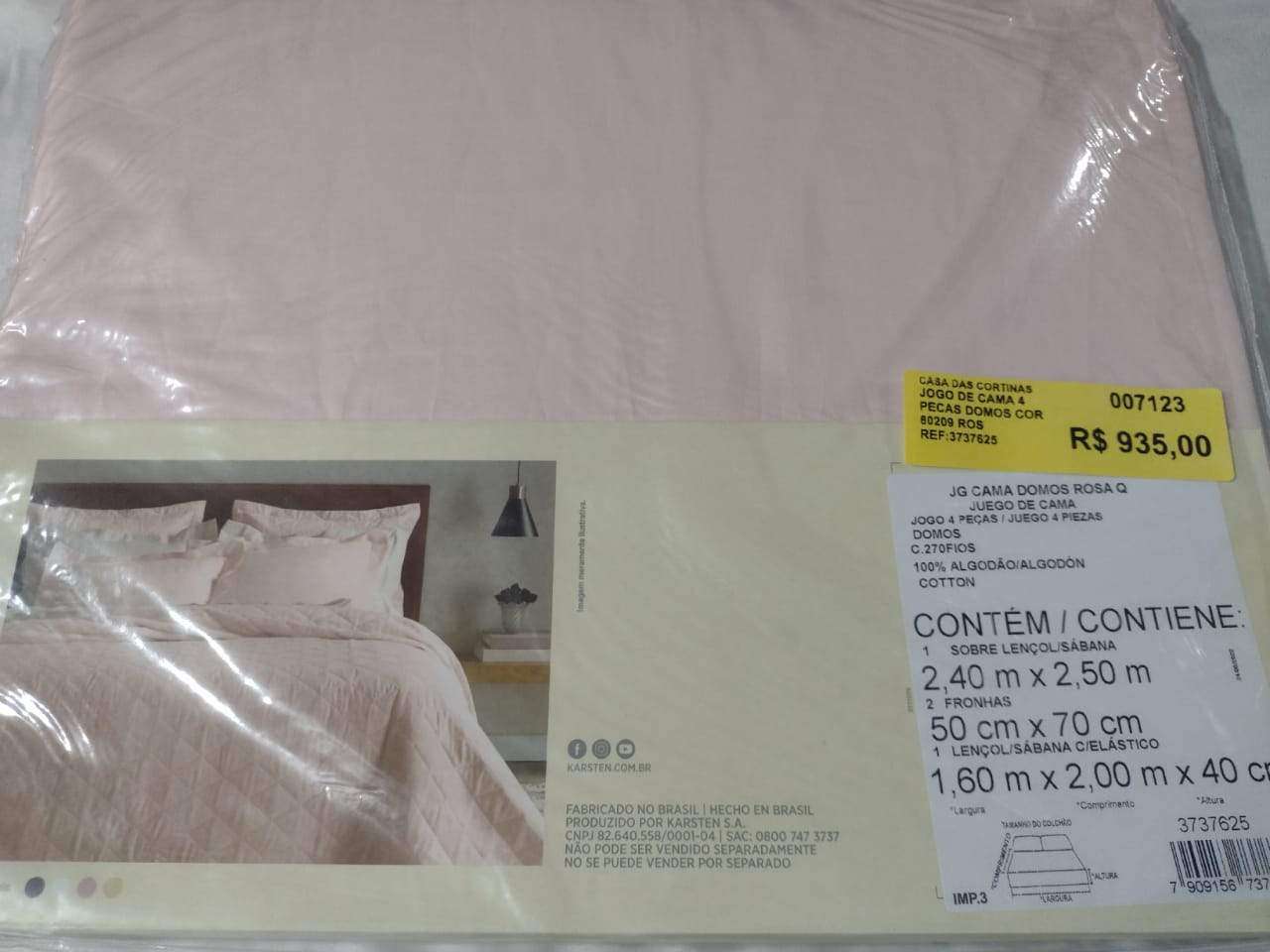 JOGO DE CAMA 4 PECAS DOMOS COR 60209 ROSA TAMANHOEMCM 24000X25000 RETANGULAR QUEEN COMPOSICAO 100 ALGODAO 1 QUALIDADE 0
