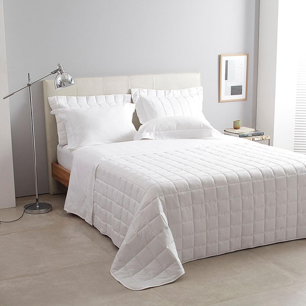 KIT COLCHA QUEEN 3 PC DAMASK SQUARE 1C.260/250 2C.50/70 BRANCO