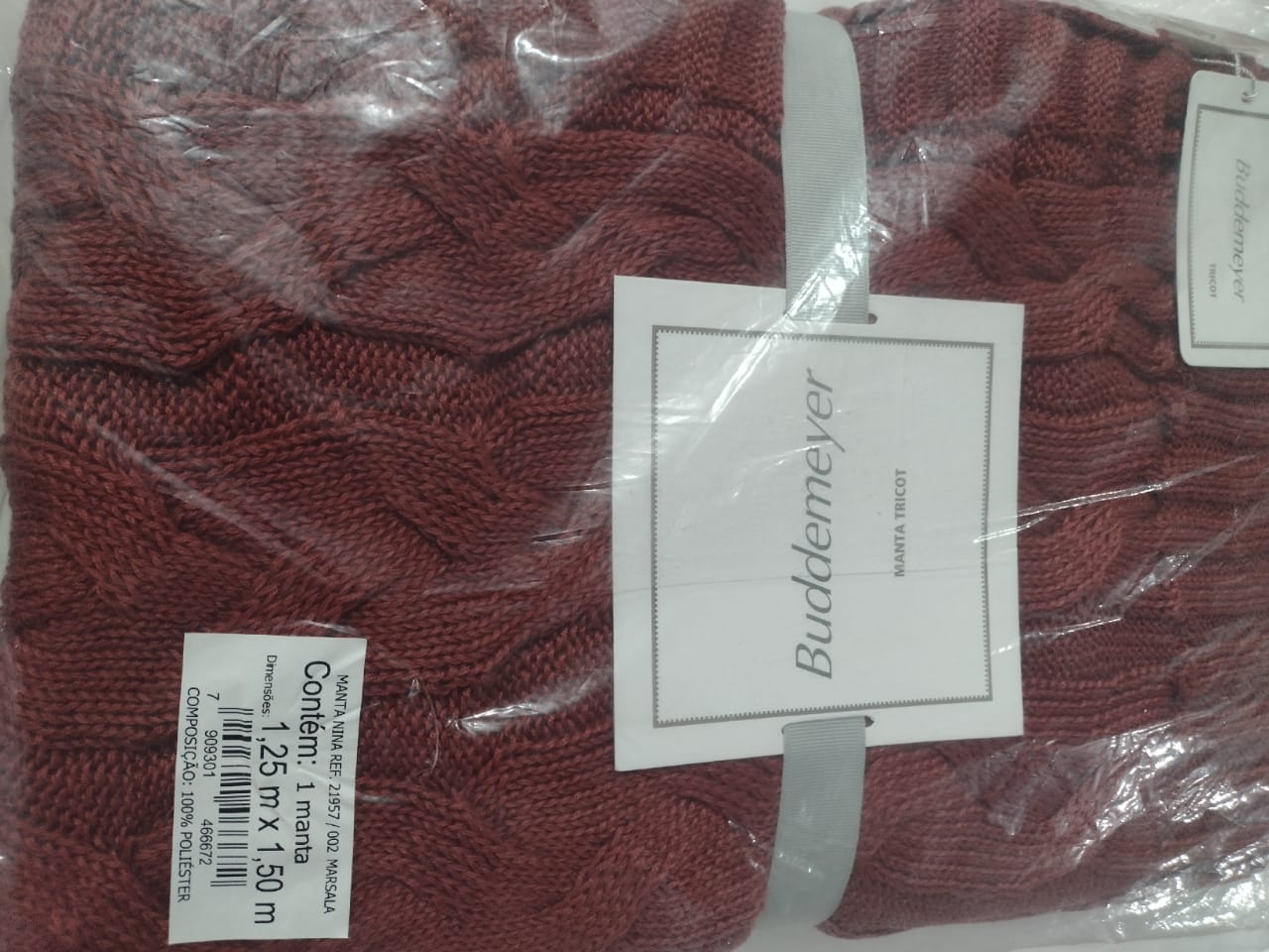 MANTA TRICOT NINA 125/150 COR MARSALA