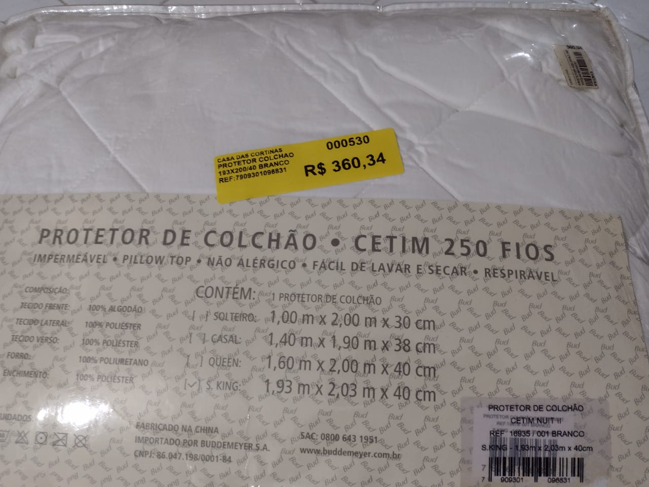 PROTETOR COLCHAO 193X200/40 BRANCO