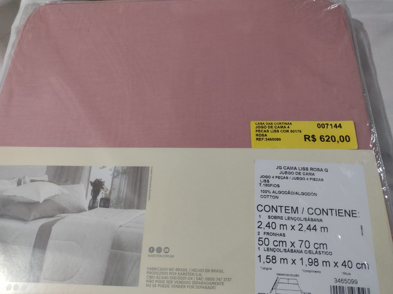 JOGO DE CAMA 4 PECAS LISS COR 60178 ROSA TAMANHOEMCM 24000X24400 RETANGULAR QUEEN COMPOSICAO 100 ALGODAO 1 QUALIDADE 109