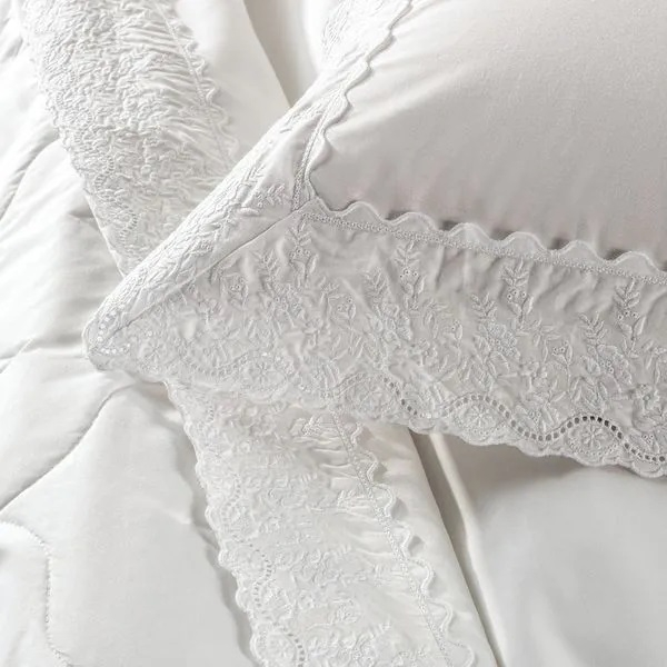 JOGO DE CAMA CAPA DE ALMOFADA 5 PECAS ANTONIA BRANCOBRANCO TAMANHOEMCM 24000X25000 RETANGULAR QUEEN COMPOSICAO 100 ALGO