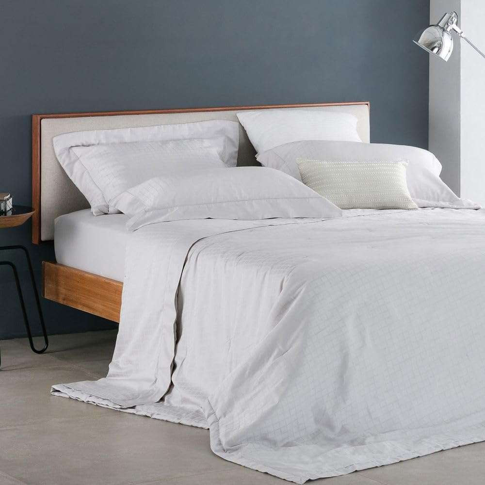 JOGO DE CAMA QUEEN DAMASK SQUARE COR BEGE PALHA