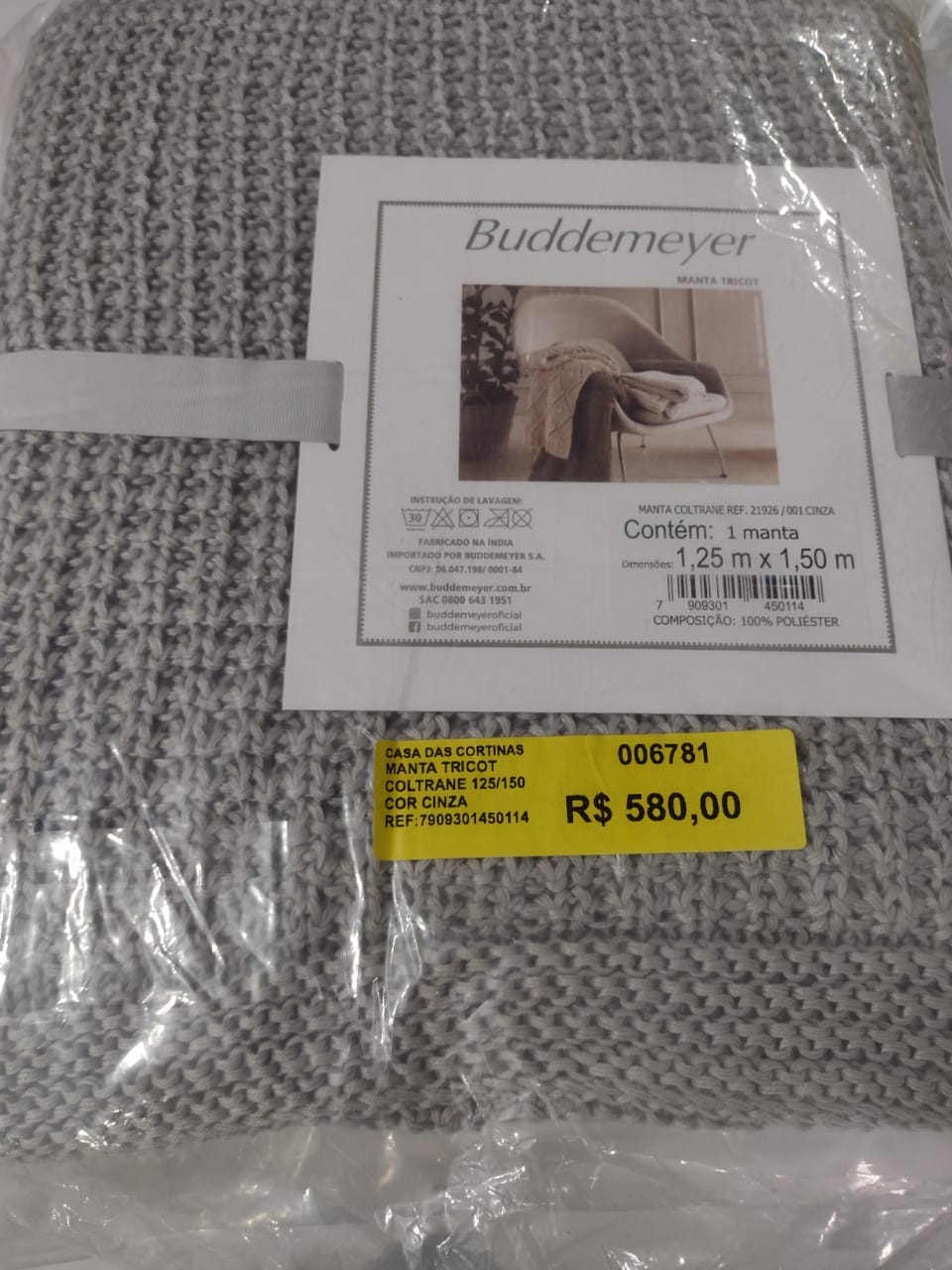 MANTA TRICOT COLTRANE 125/150 COR CINZA