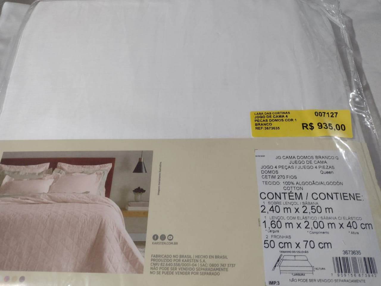 JOGO DE CAMA 4 PECAS DOMOS COR 1 BRANCO TAMANHOEMCM 24000X25000 RETANGULAR QUEEN COMPOSICAO 100 ALGODAO 1 QUALIDADE 0 GM