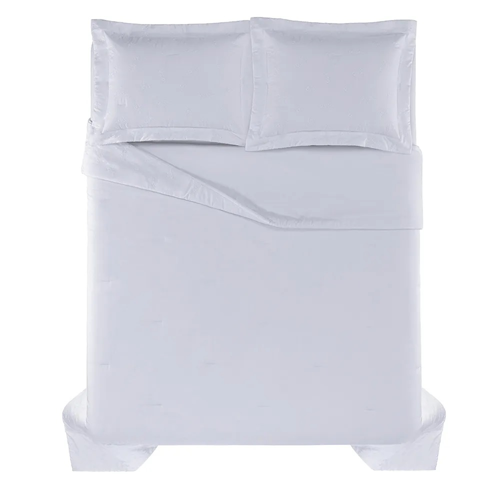 JOGO COLCHA SIMONETTA BRANCO TAMANHOEMCM 26000X28000 QUEEN RETANGULAR COMPOSICAO 100 ALGODAO 1 QUALIDADE COLCHAS, EDREDO