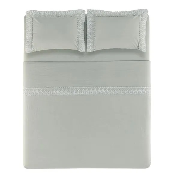 JOGO DE CAMA 4 PECAS ANTONIA MINERALBRANCO TAMANHOEMCM 22000X25000 RETANGULAR CASAL COMPOSICAO 100 ALGODAO 1 QUALIDADE 1