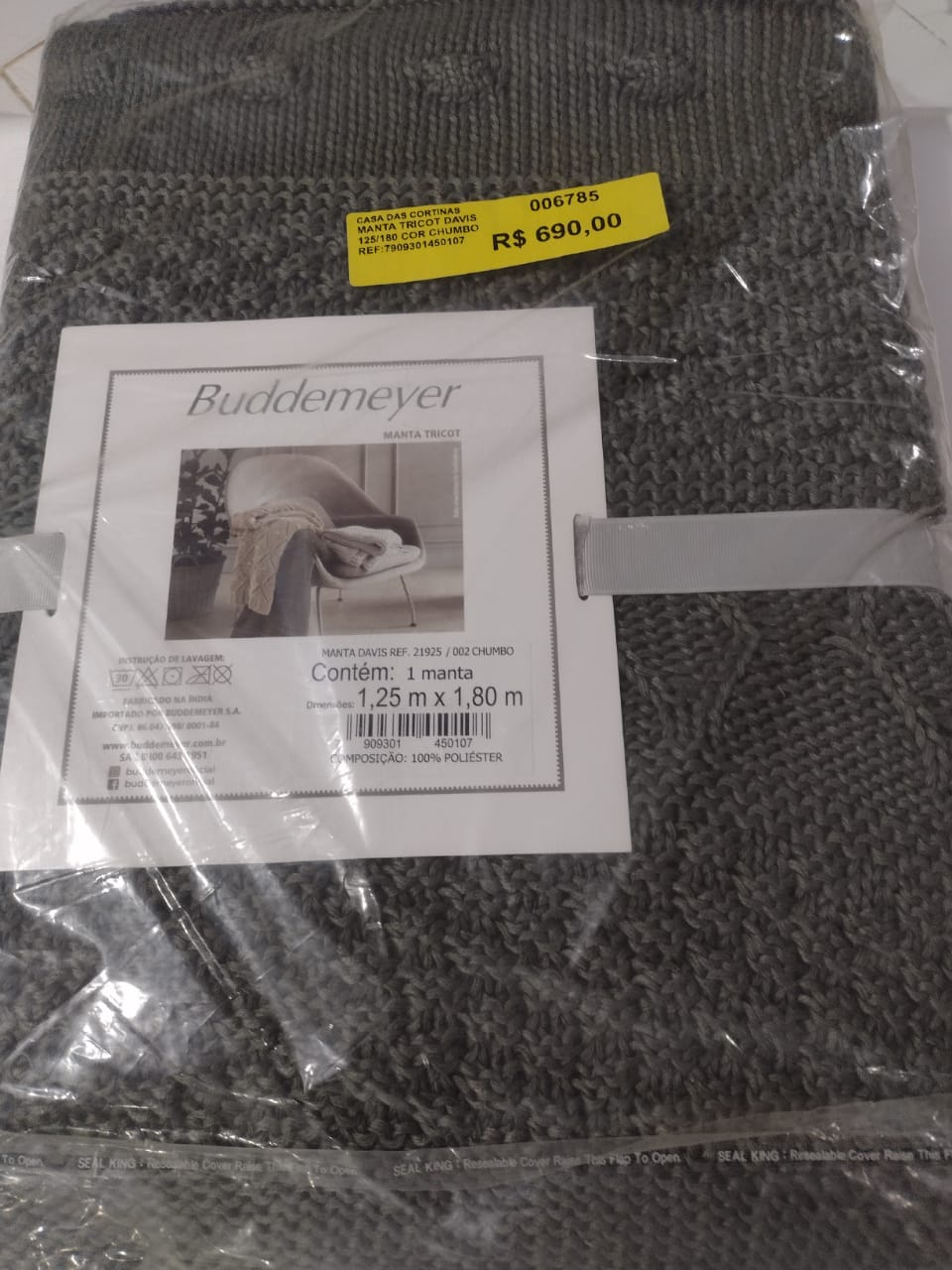MANTA TRICOT DAVIS 125/180 COR CHUMBO