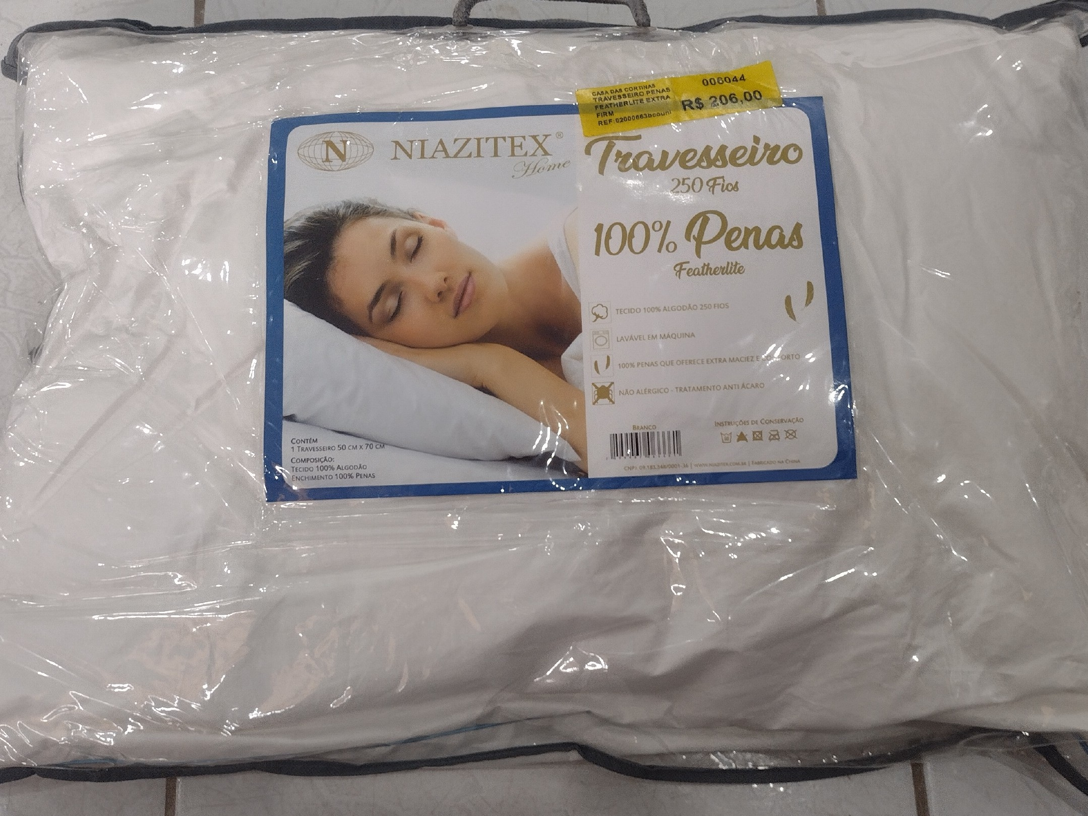 TRAVESSEIRO PENAS FEATHERLITE 0,50 X 0,70 BRANCO/UNICO-7899967066661