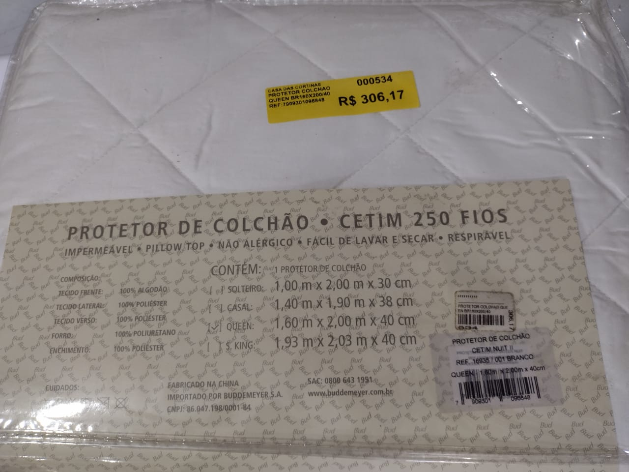 PROTETOR COLCHAO QUEEN BR160X200/40