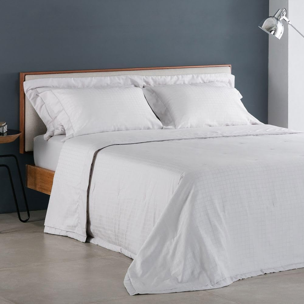 JOGO DE CAMA S.KING DAMASK SQUARE COR BEGE PALHA