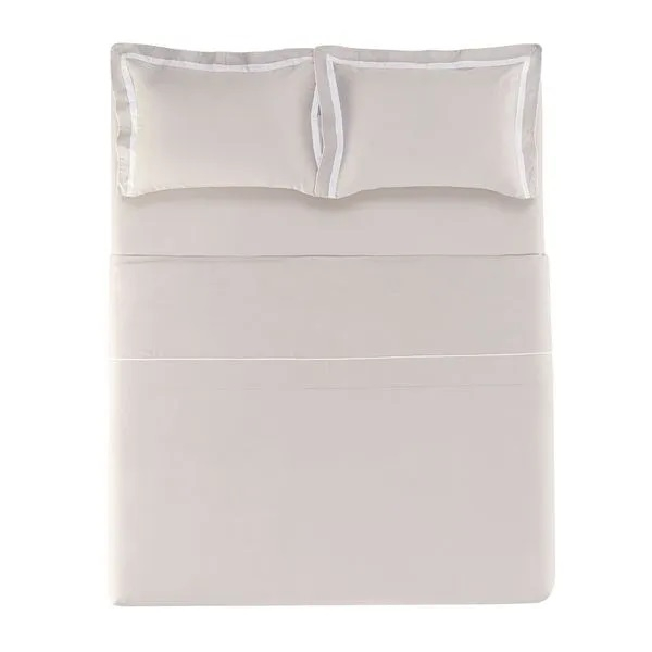 JOGO DE CAMA 4 PECAS LARA COR 80196 CINZABRANCO TAMANHOEMCM 24000X26000 RETANGULAR QUEEN COMPOSICAO 100 ALGODAO 1 QUALID