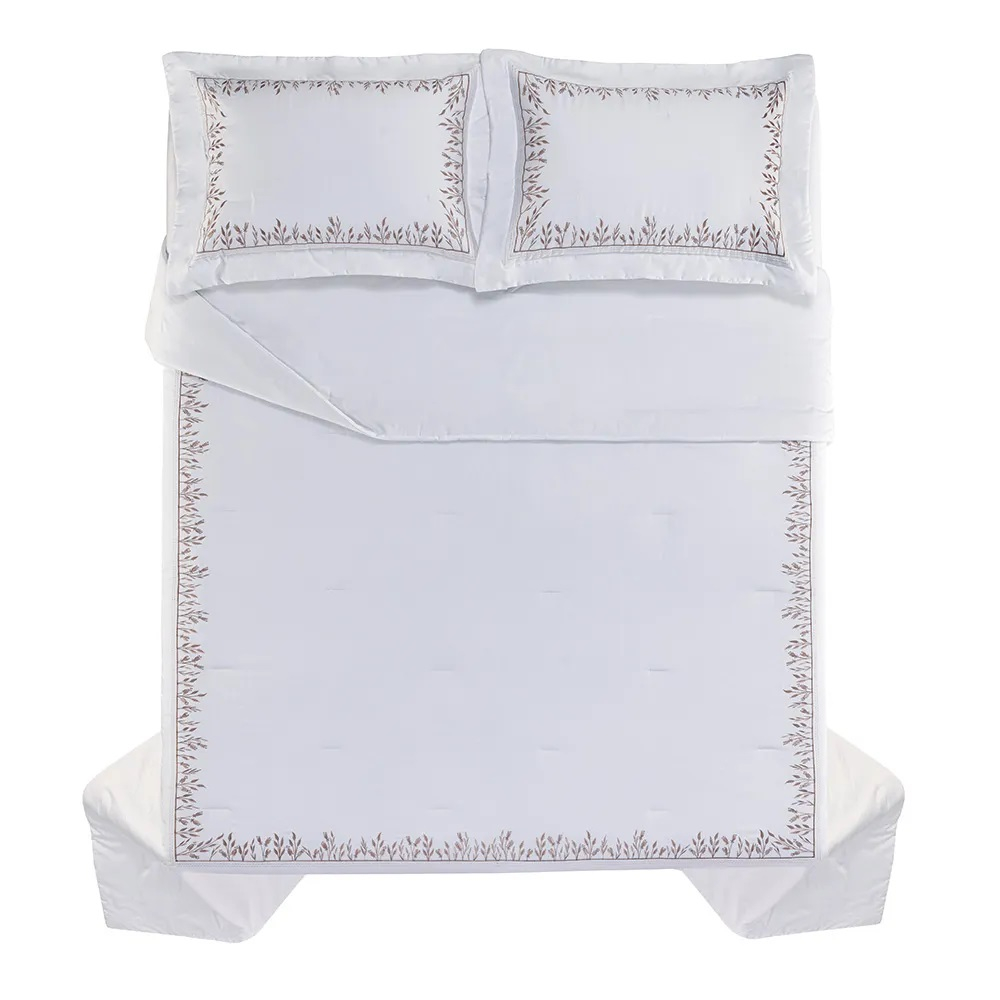 COLCHA FLORA BRANCO TAMANHOEMCM 31000X28000 KING RETANGULAR COMPOSICAO 100 ALGODAO 1 QUALIDADE COLCHAS, EDREDOES E ARTIG