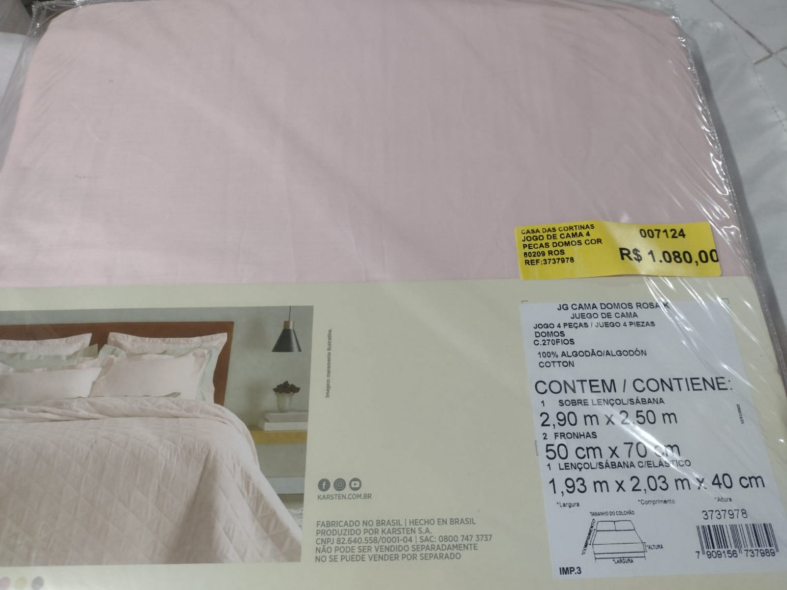 JOGO DE CAMA 4 PECAS DOMOS COR 60209 ROSA TAMANHOEMCM 29000X25000 RETANGULAR KING COMPOSICAO 100 ALGODAO 1 QUALIDADE 0 G